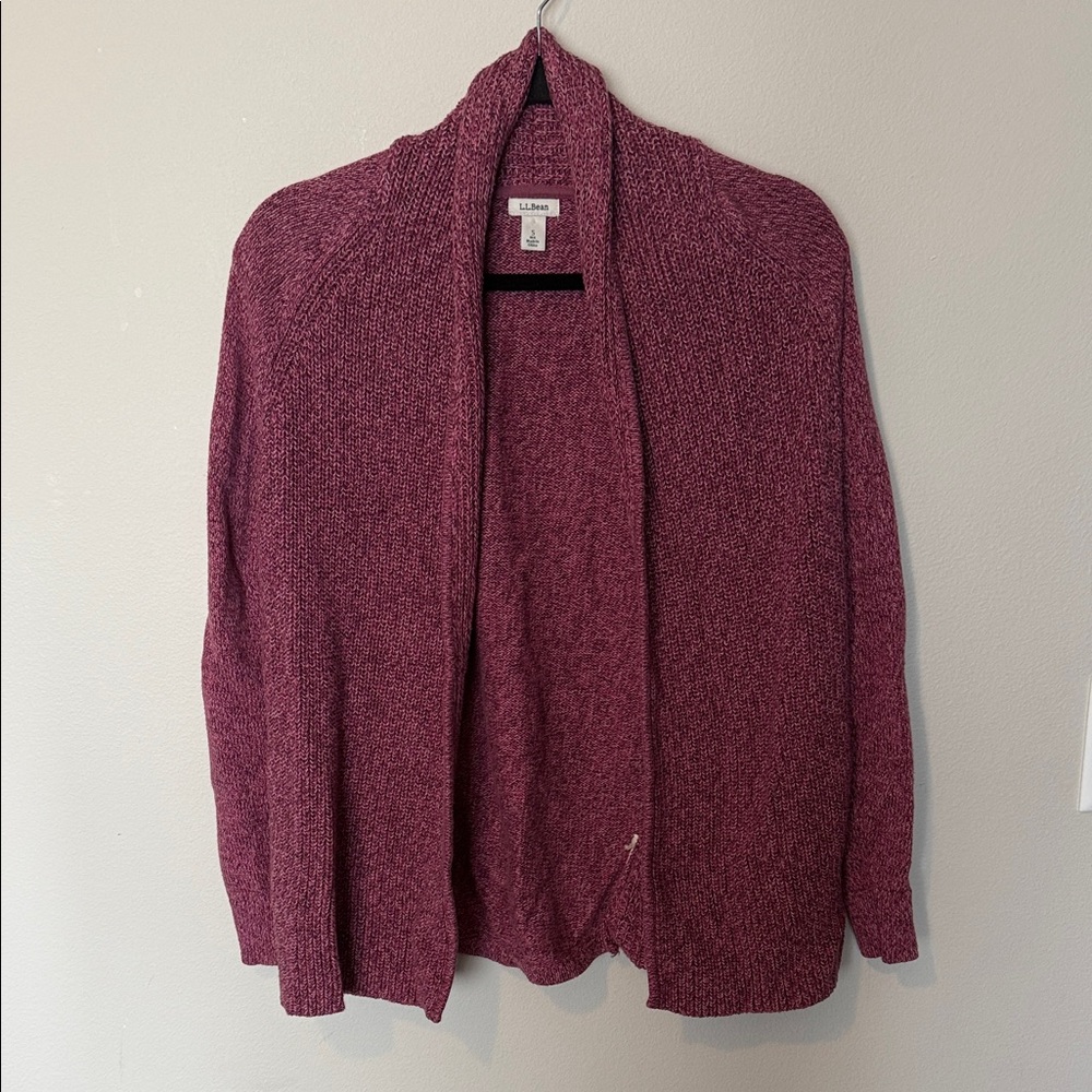 LL Bean Open Pink Knit Cardigen Women Small Warm Soft Cozy Woven Coastal Grandma